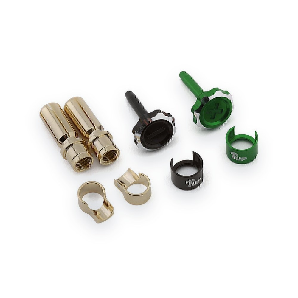 1UP Racing Lockdown Adjustable Bullet Plug Grips with 5mm Bullets, Green/Black