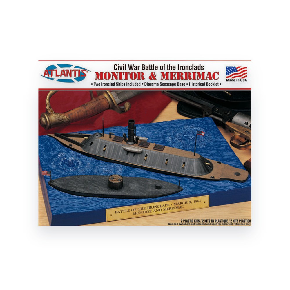 Atlantis Monitor and Merrimack Civil War Set, Plastic Model Kit