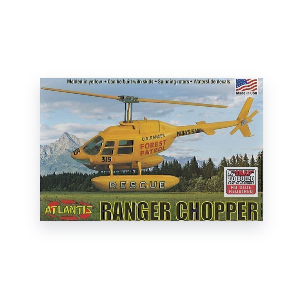 Atlantis 1/72 Forest Patrol Rescue Helicopter, Snap Plastic Model