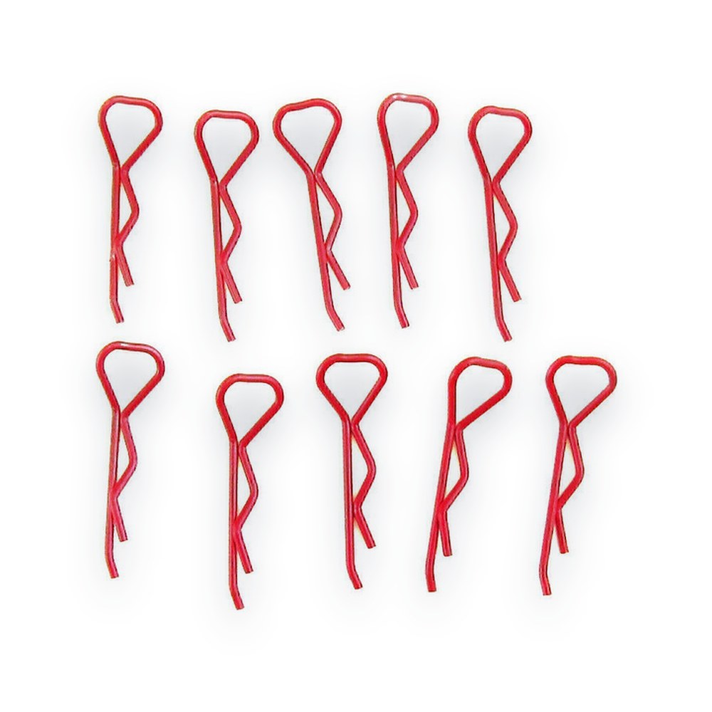 X-Spede Red Bent Body Clips, 23.3mm Long, 1.2mm Wire (10)