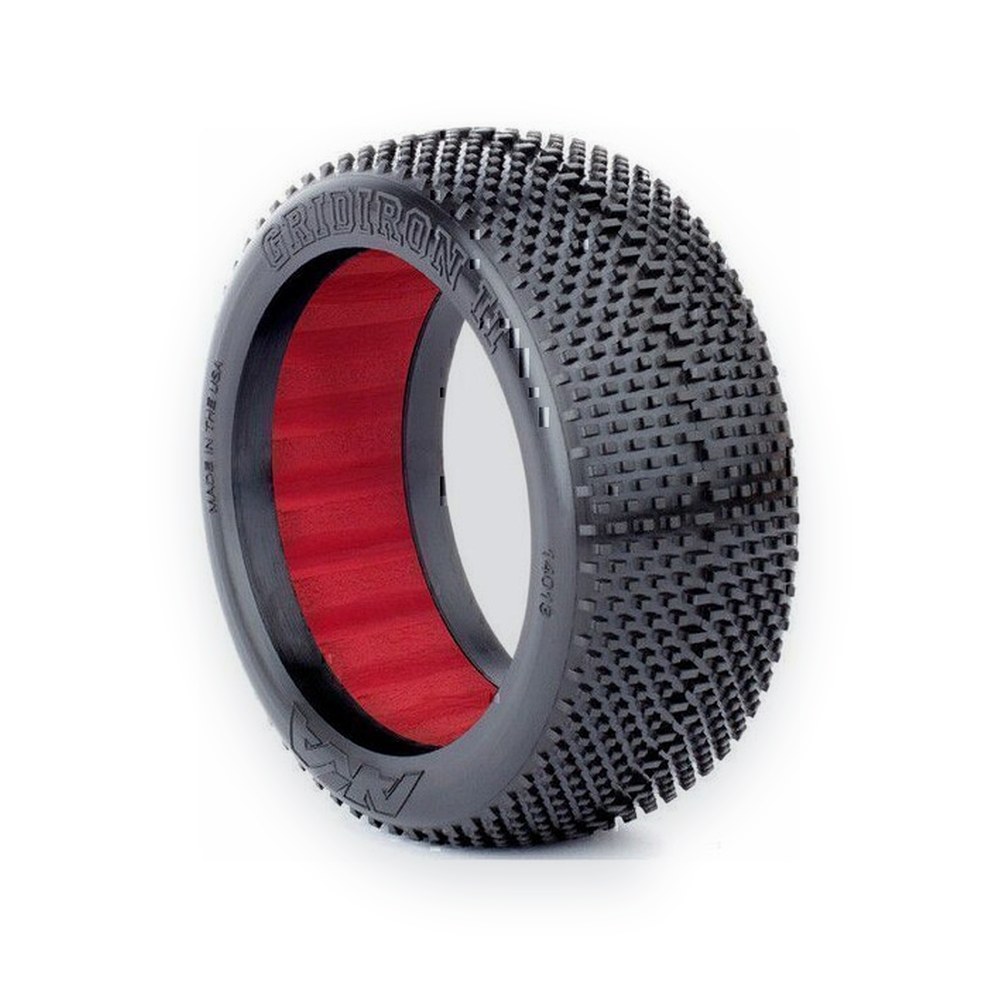 AKA Racing 1/8 Gridiron II Super Soft Buggy Tires, with Red Insert, Set of 2