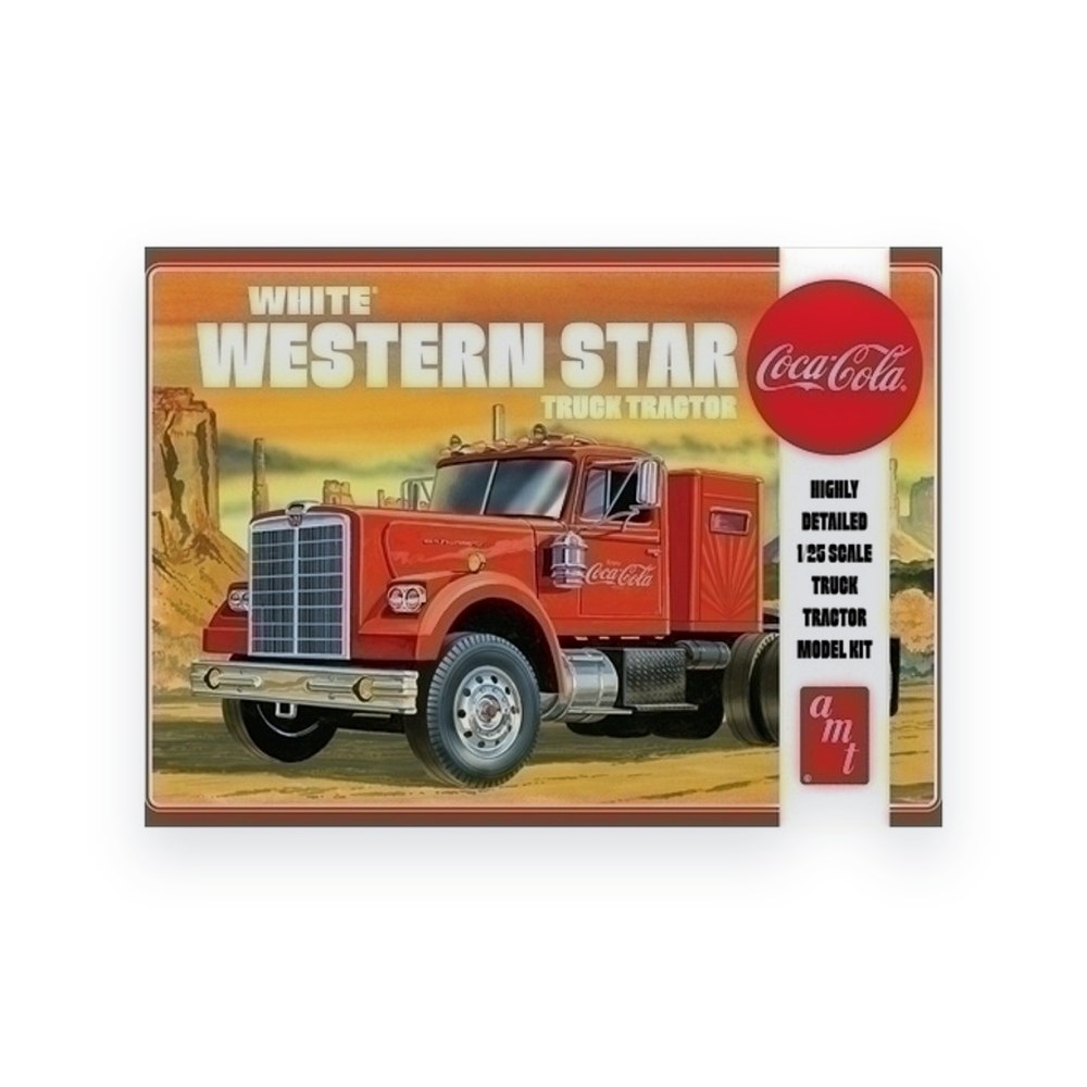 AMT White Western Star Coca-Cola Semi Tractor Truck, 1/25 Plastic Model Kit