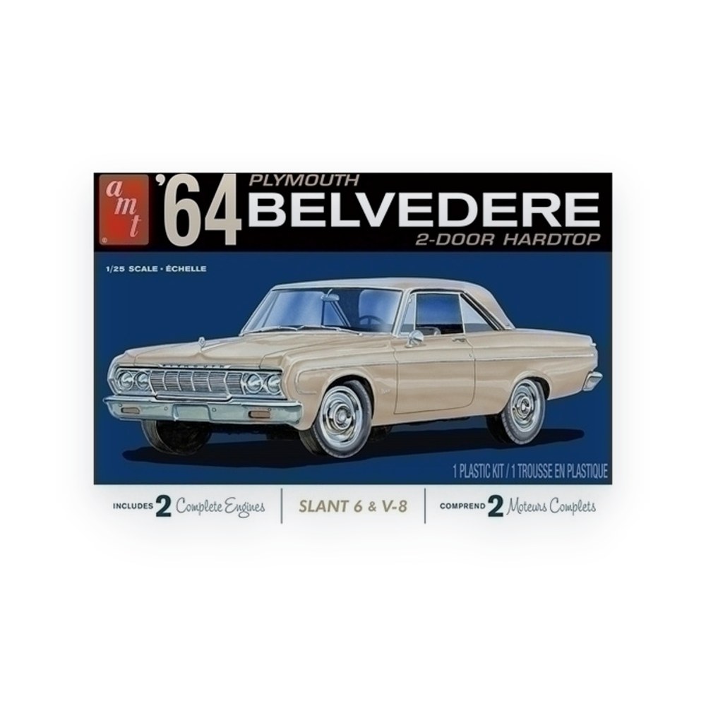 AMT 1964 Plymouth Belvedere, with Straight 6 Engine, 1/25 Plastic Model Kit