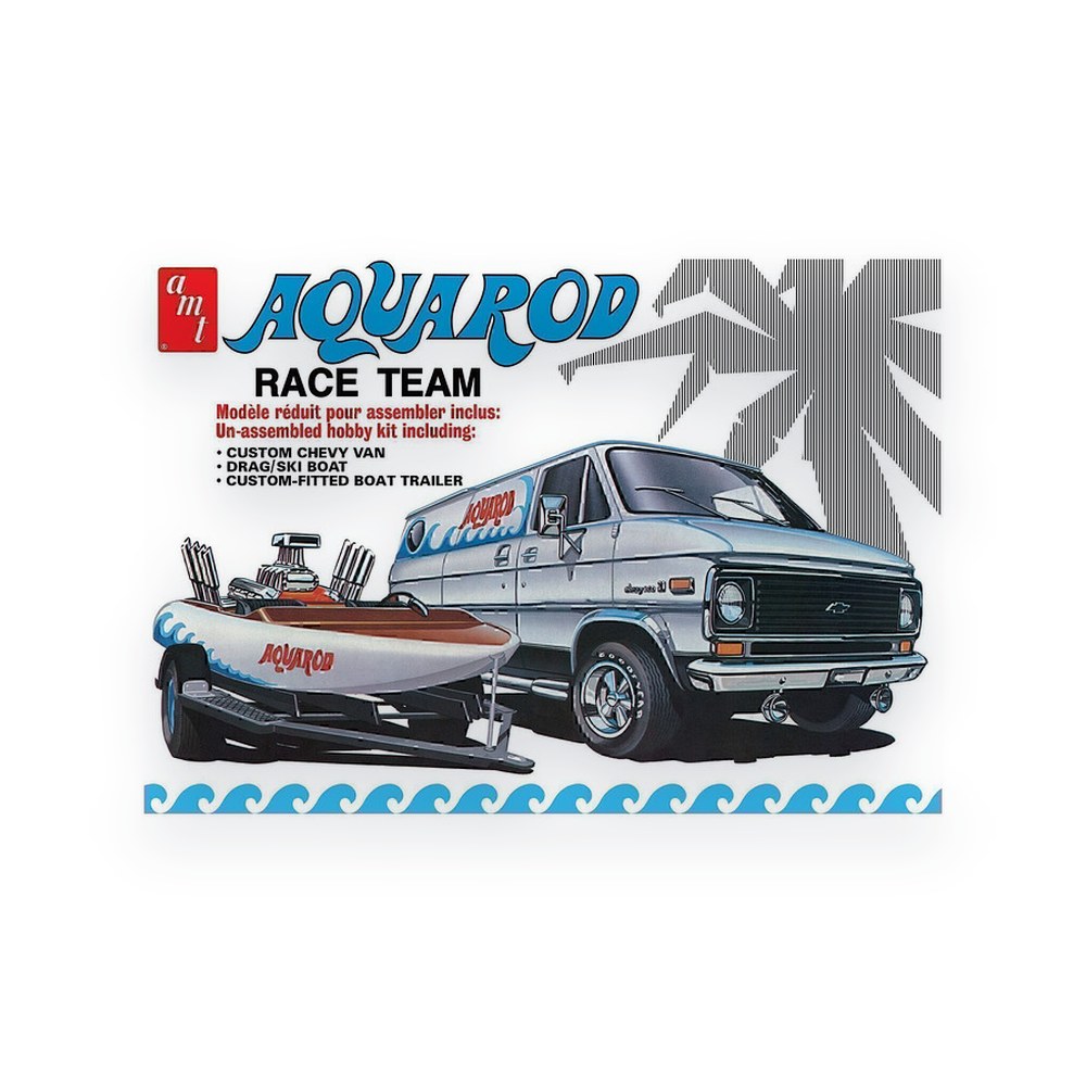 AMT Aqua Rod Race 75' Chevy Van Race Boat Trailer, 1/25 Plastic Model Kit