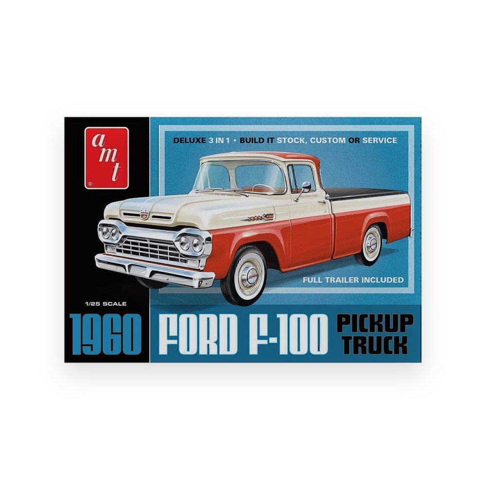 AMT 1960 Ford F100 Pickup w/Trailer, 1/25, New Tooling
