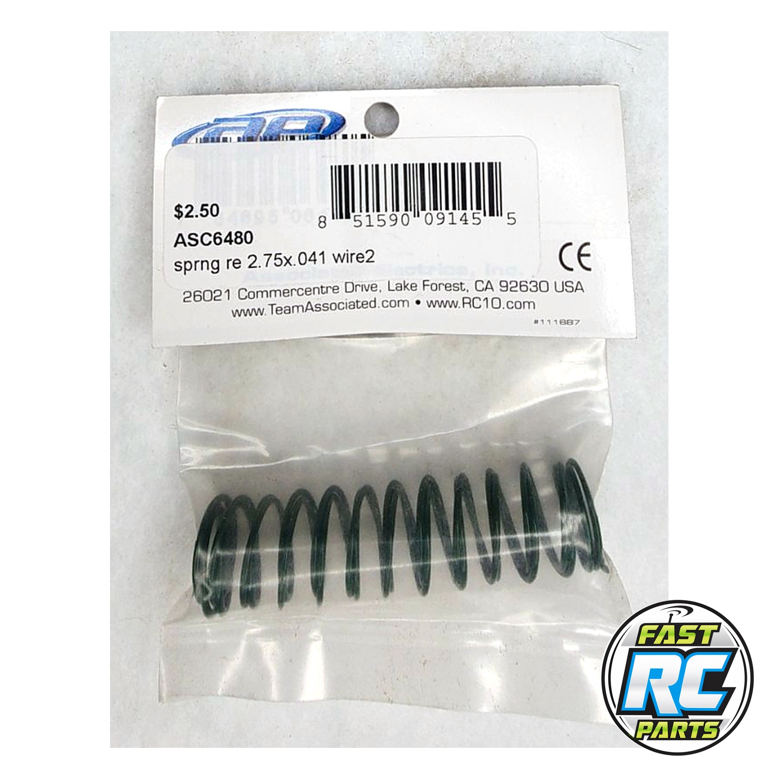 Associated Rear Spring, 2.75x.041 Wire, Green (2)
