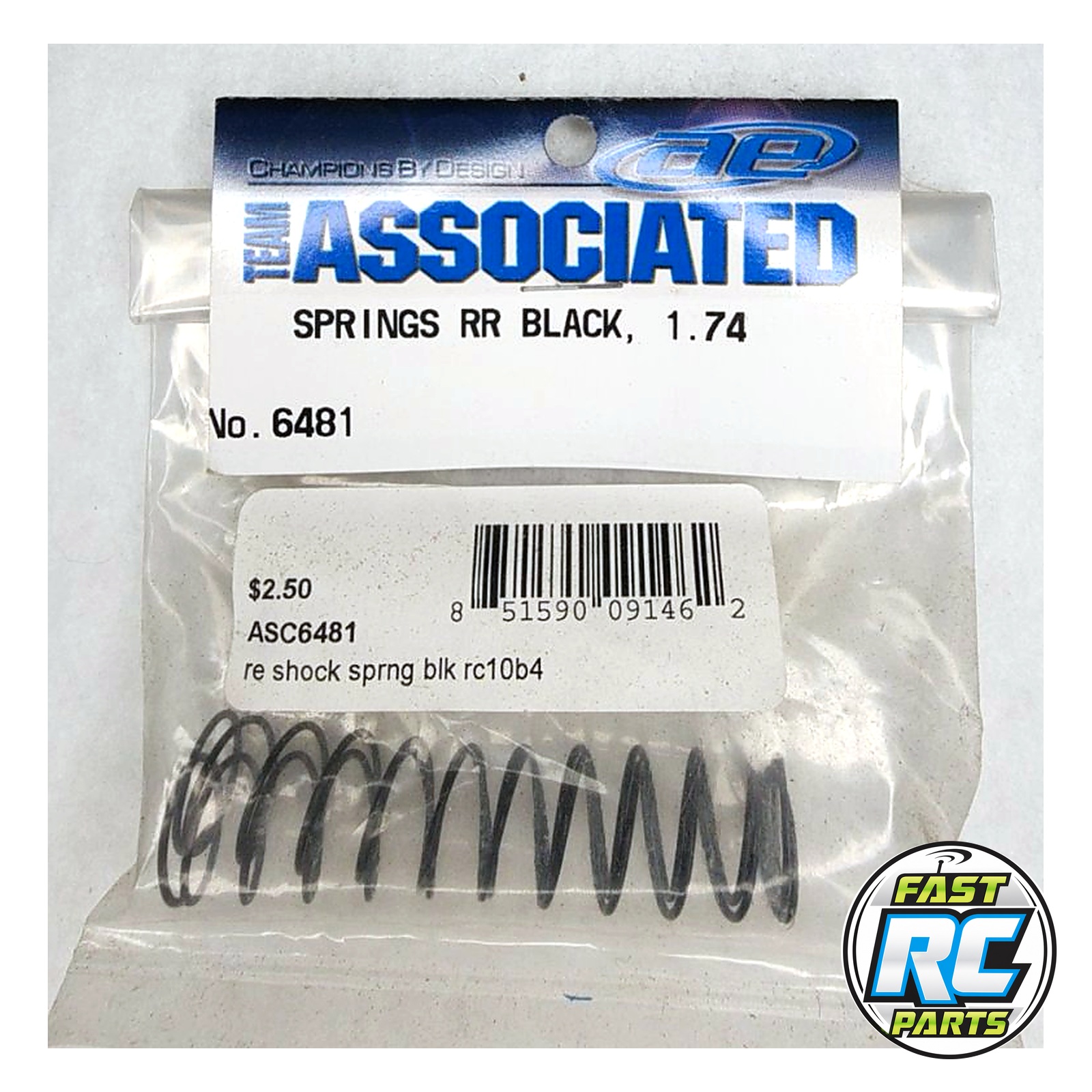 Associated Black Rear Shock Springs, 1.74 lb/in