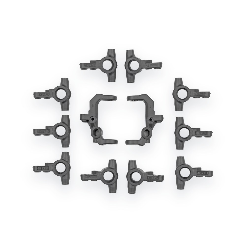 Associated RC10T7 FT Caster and Steering Blocks, V2, Carbon