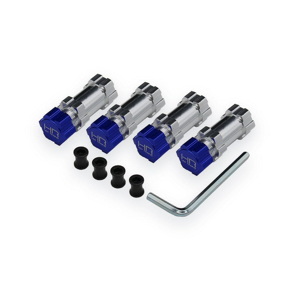Hot Racing Clod Buster 17mm Wheel Adapters, HD Blue, with O-Rings and Wheel Nuts