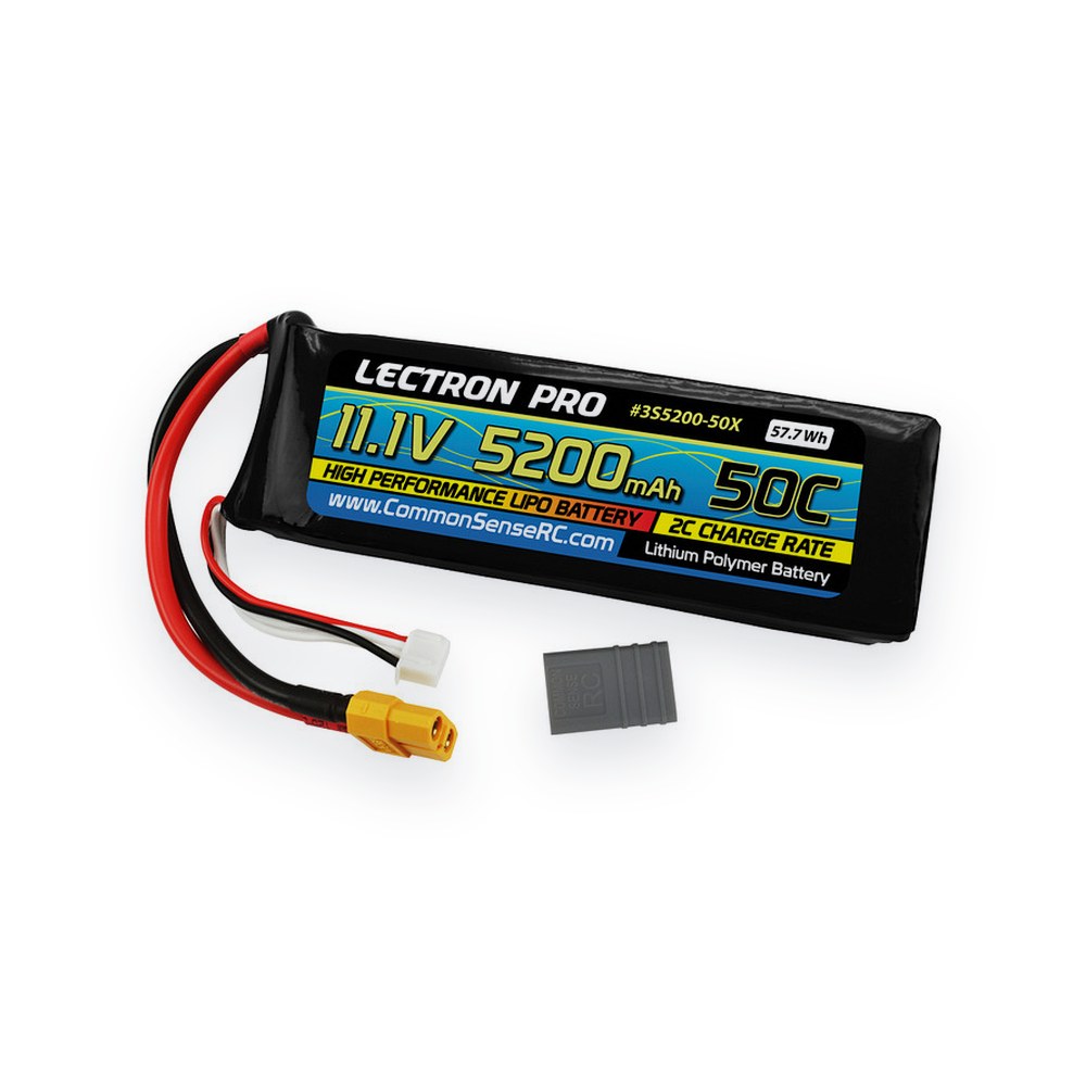 Common Sense RC Lectron Pro 11.1V 5200mAh 50C LiPo Battery, Xt60/Tra Plug