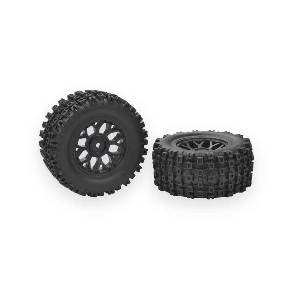 Corally Tire Set, Glued On Black Rims, 1 Pair