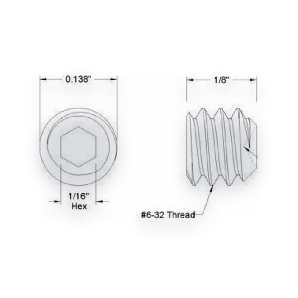 Custom Works RC Stainless Steel Set Screws, 6-32 x 1/8 inch
