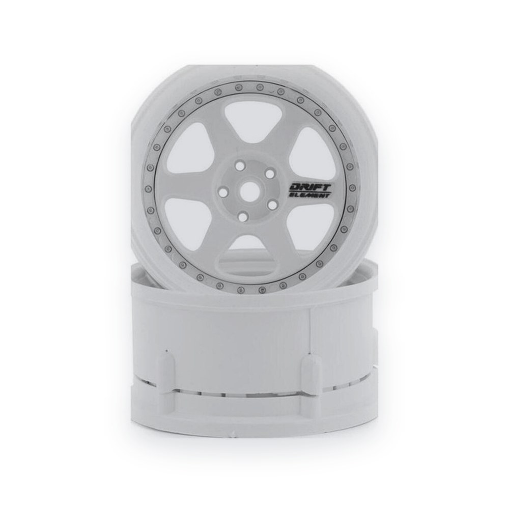 DS Racing Drift Element 6-Spoke Drift Wheels, Triple White (2)
