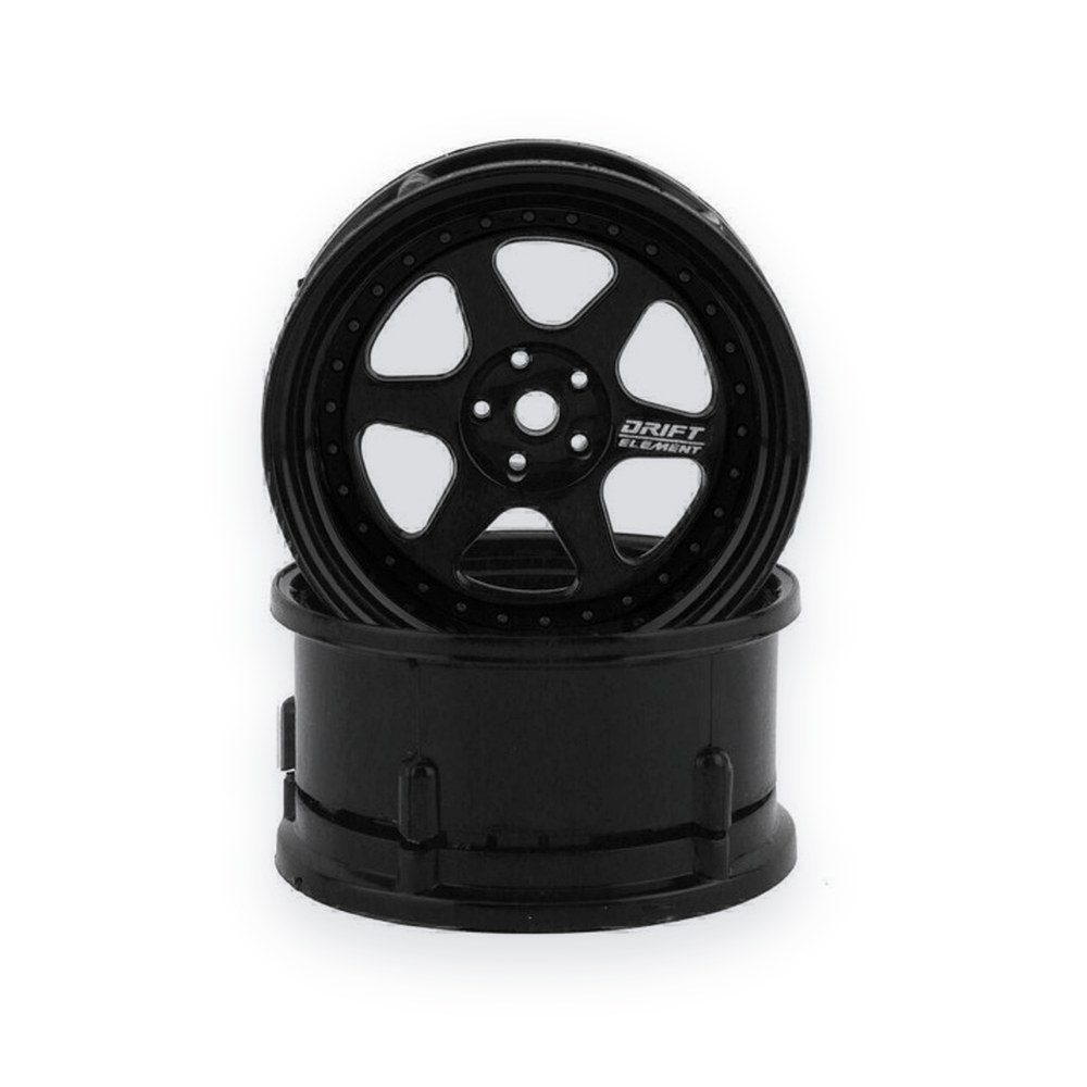 DS Racing Drift Element 6-Spoke Drift Wheels, Triple Black (2)