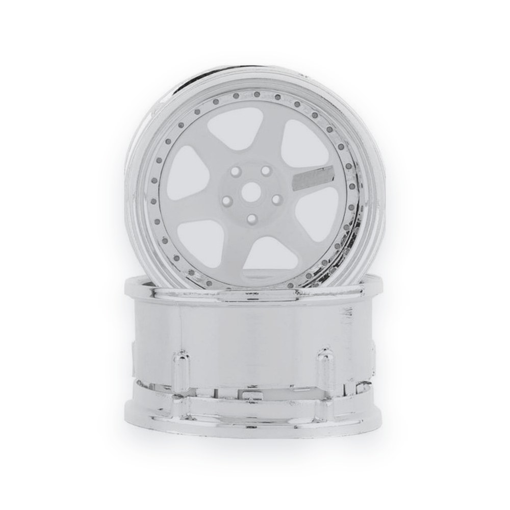 DS Racing Drift Element 6-Spoke Drift Wheels, White and Chrome (2)