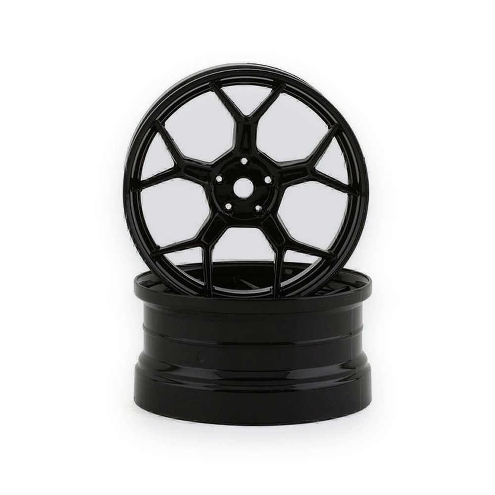 DS Racing Feathery Split Spoke Drift Rims, Black High Gloss, 6mm Offset (2)