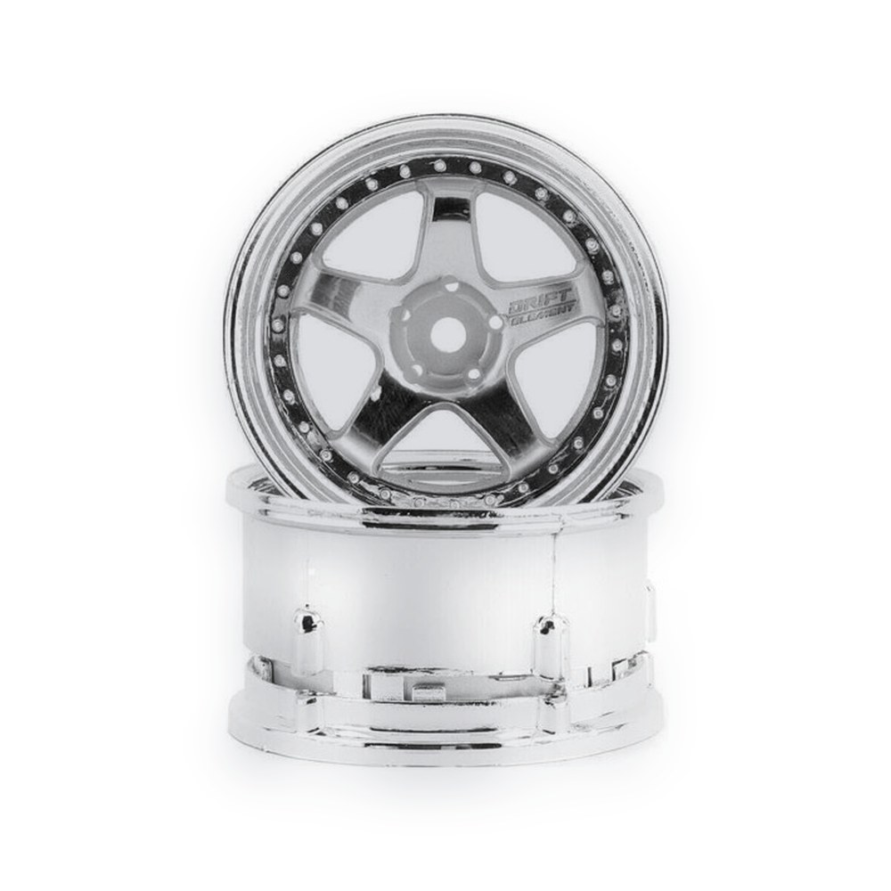 DS Racing Drift Element 5 Spoke Drift Wheels, Triple Chrome with Gold Rivets