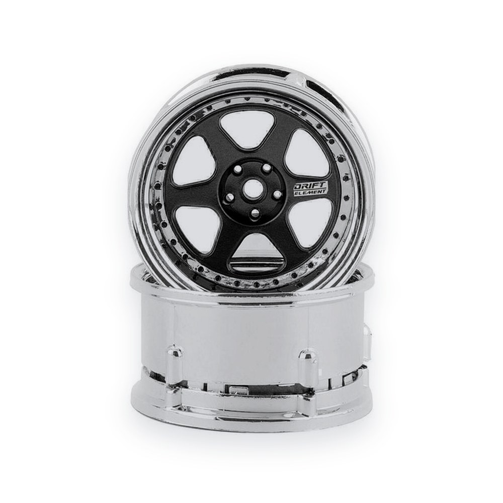 DS Racing Drift Element 6 Spoke Drift Wheels, Gold & Chrome (2)