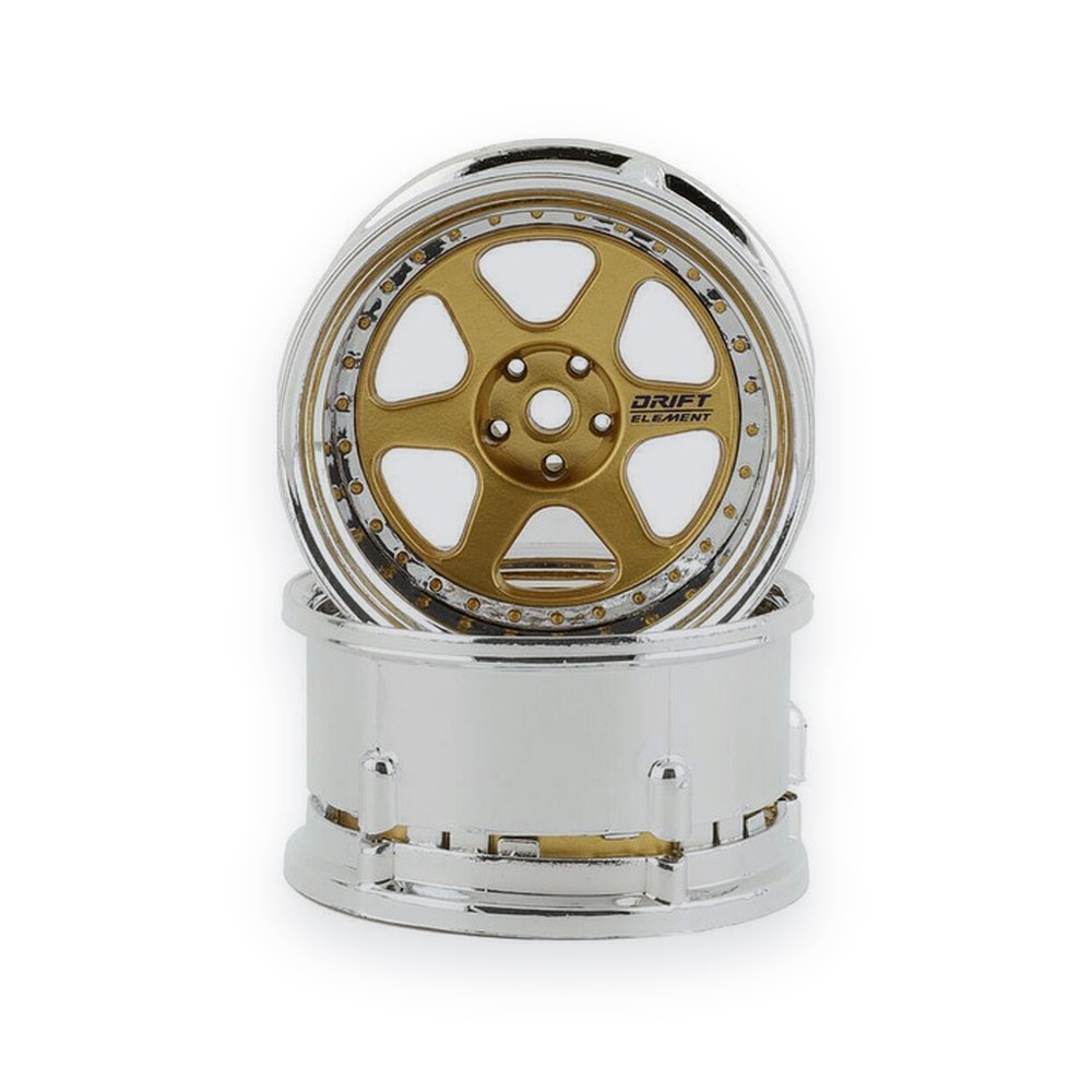 DS Racing Drift Element 6 Spoke Drift Wheels, Gunmetal Chrome