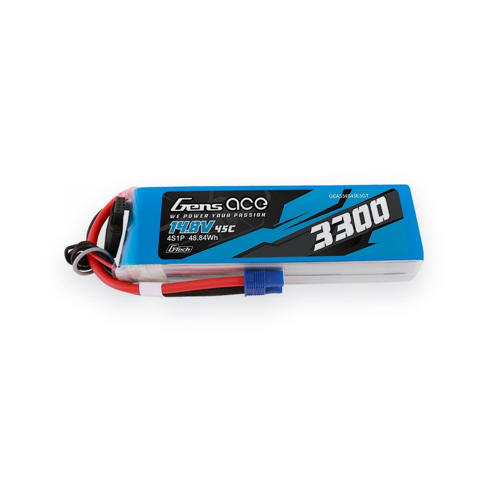 Gens Ace G-Tech Smart LiPo Battery, 14.8V 3300mAh 4S 45C, EC3