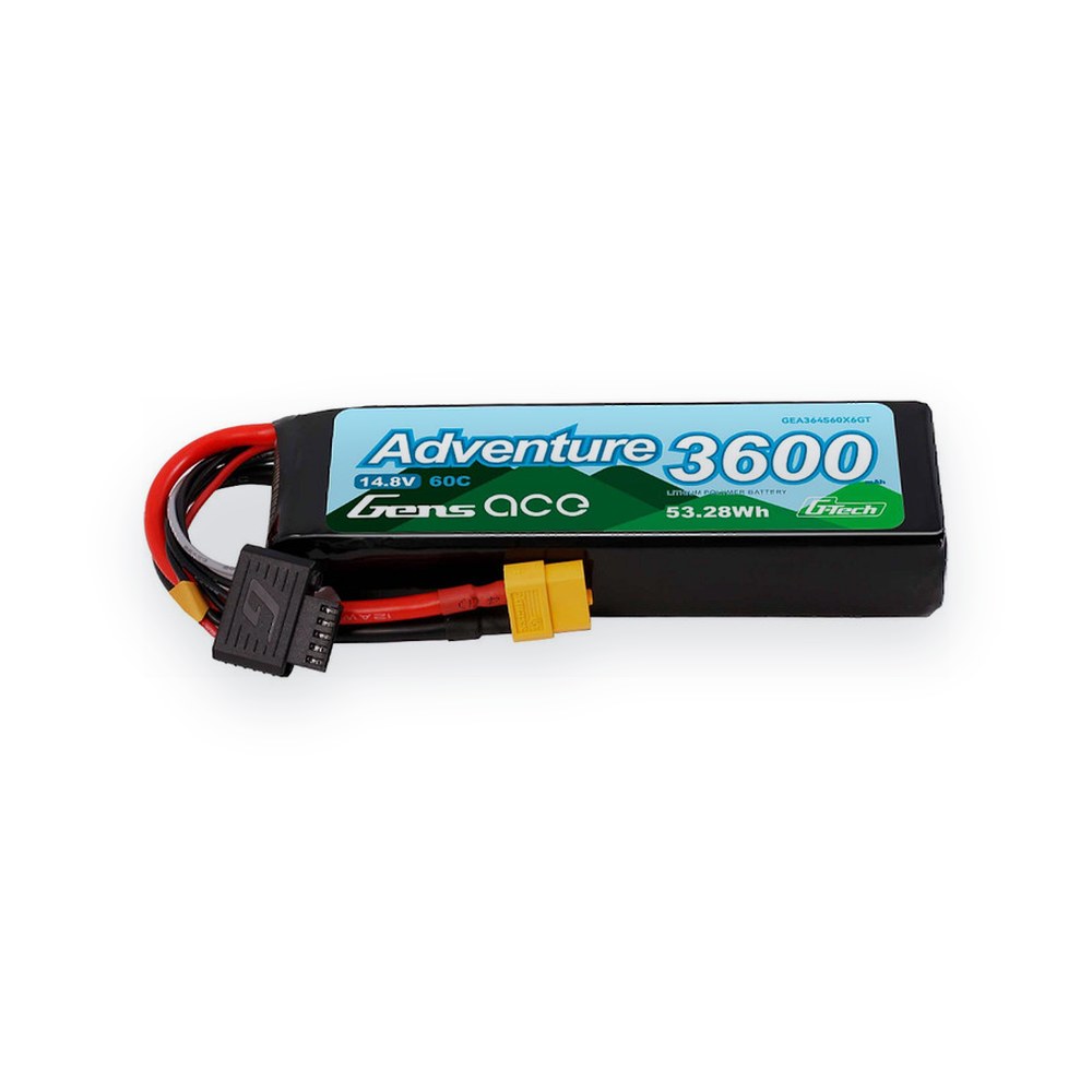 Gens Ace G-Tech Adventure LiPo Battery, 3600mAh 4S 60C 14.8V, with aXT60 Plug