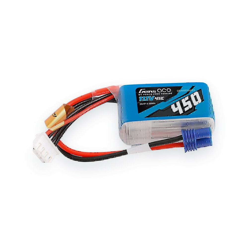 Gens Ace LiPo Battery, 450mAh 3S 11.1V 45C, with EC2