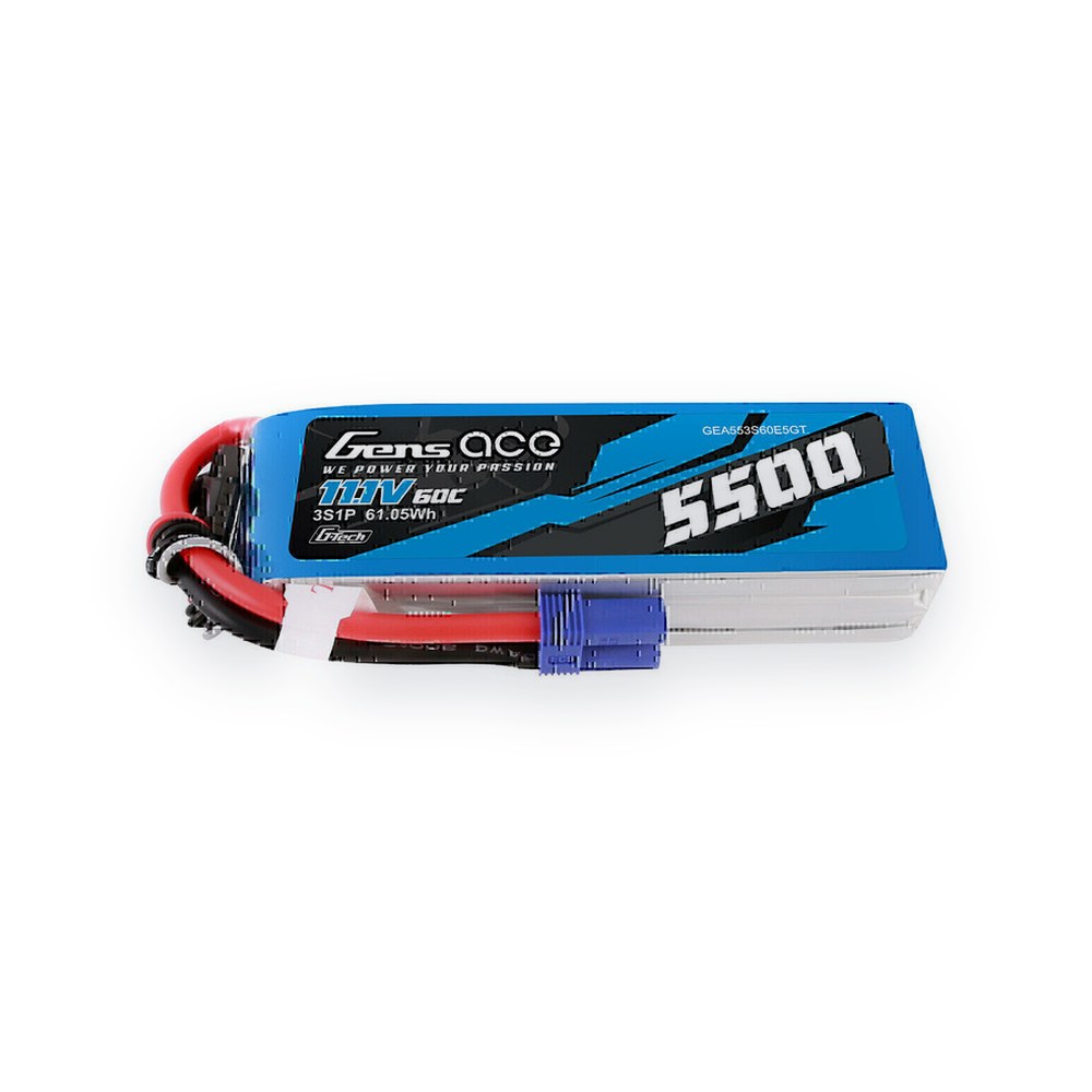 Gens Ace LiPo Battery, 11.1V 5500mAh 3S 60C, G-Tech Smart with EC5 Connector