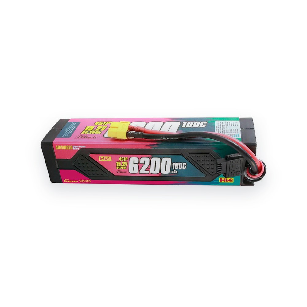 Gens Ace LiPo Battery, 15.2V 6200mAh 4S 100C, G-Tech Smart with XT60 Connector