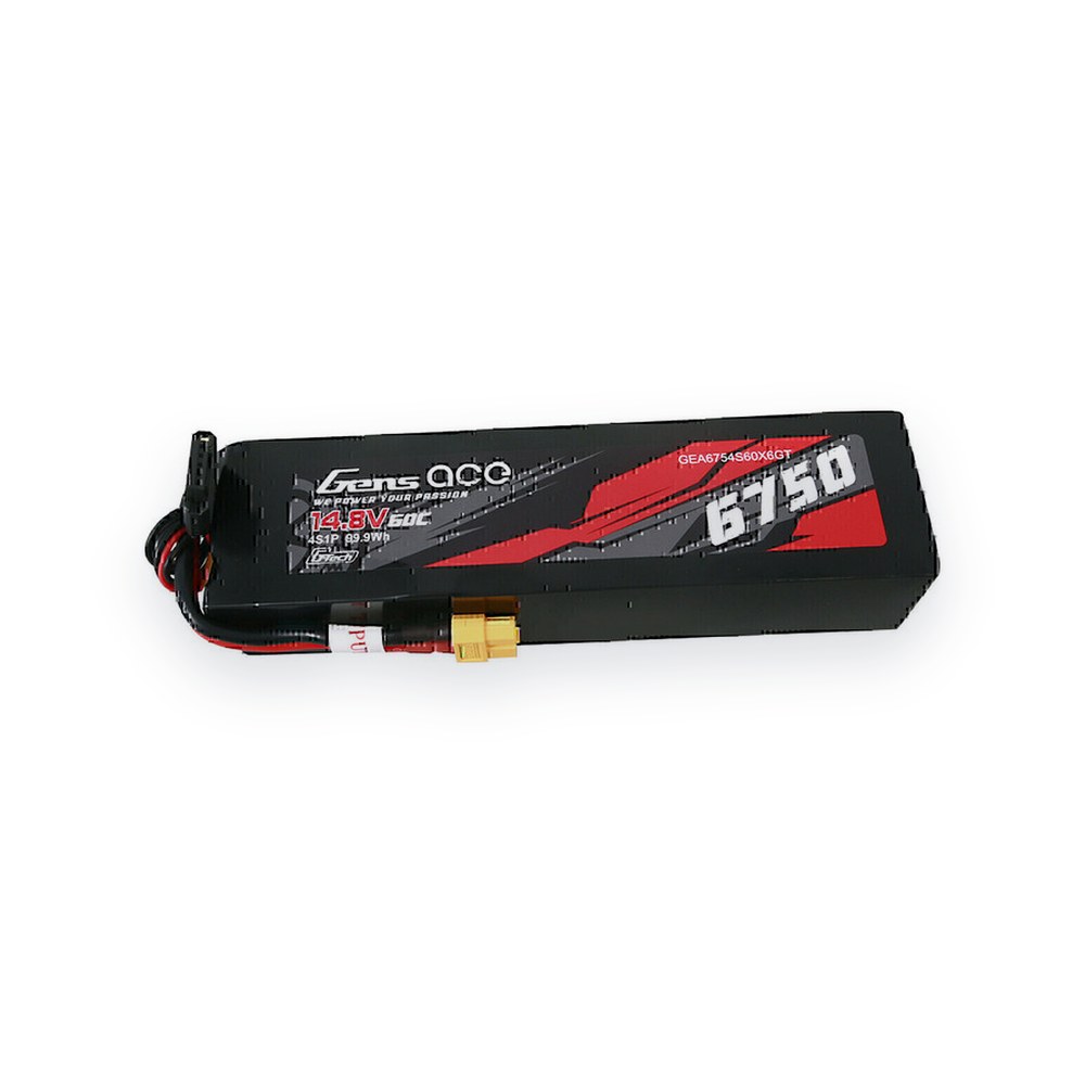 Gens Ace LiPo Battery, 14.8V 6750mAh 4S 60C, G-Tech Smart with XT60 Connector