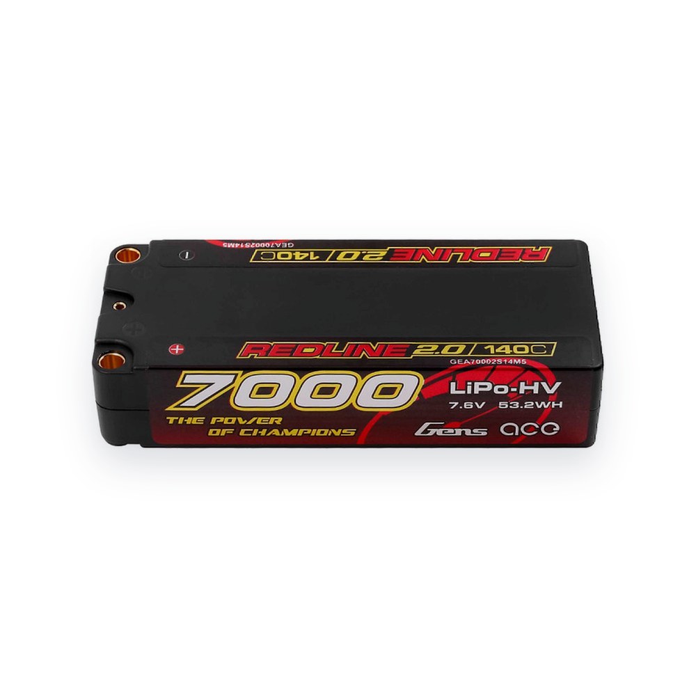 Gens Ace Redline 2.0 Mid-Size LiPo Battery, 7000mAh 2S1P 140C