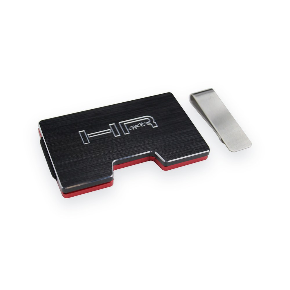 Hot Racing HR Slim Aluminum Card Holder Money Clip, Red/Black