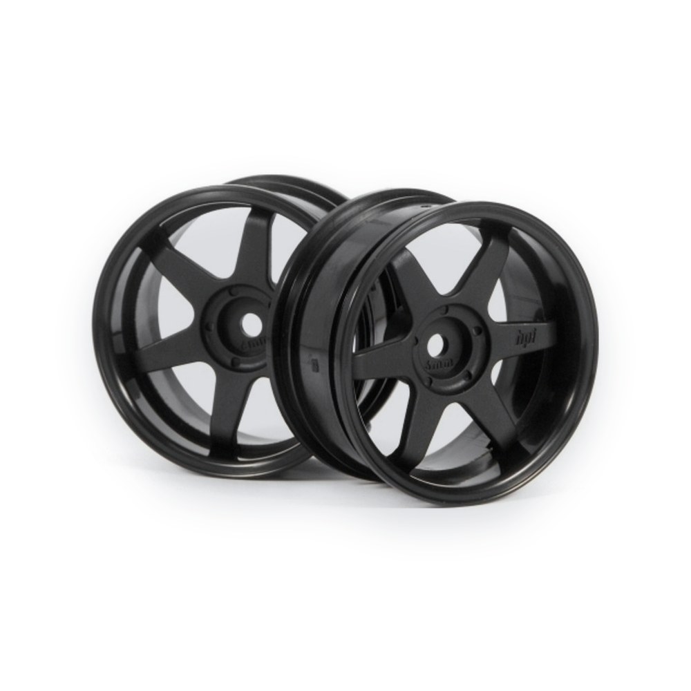 HPI Te37 Wheel and Tire Set, 26mm Black Wheels, 6mm Offset, 26mm Tires (2)