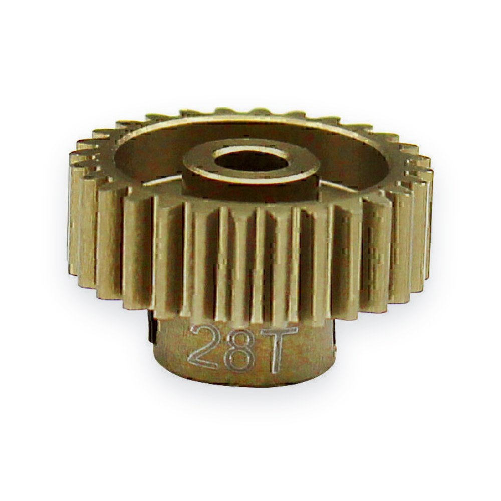 Hot Racing 48p Pinion Gear, 28t, Hard Anodized 7075