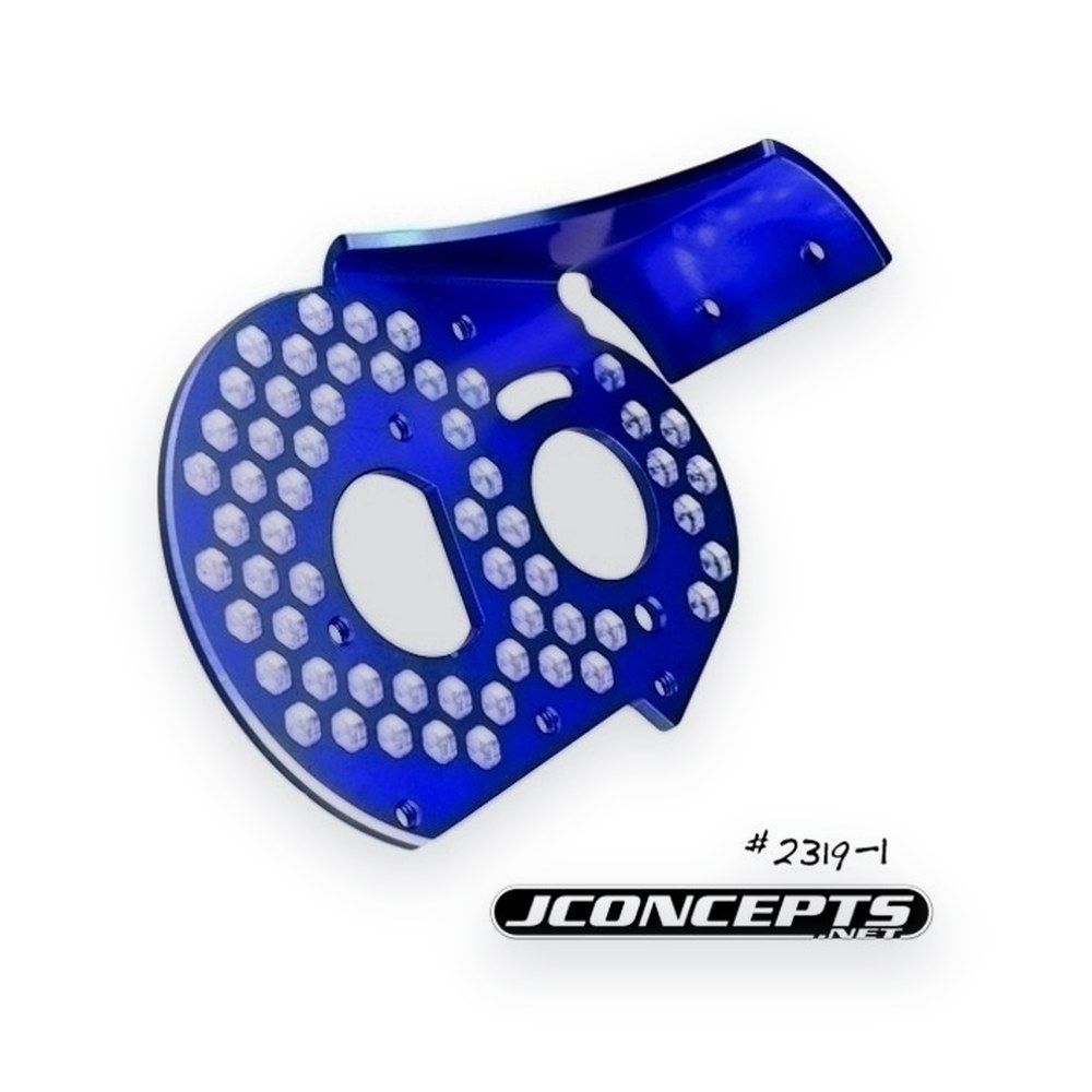 JConcepts Aluminum Rear Motor Plate for RC10, Honeycomb, Blue