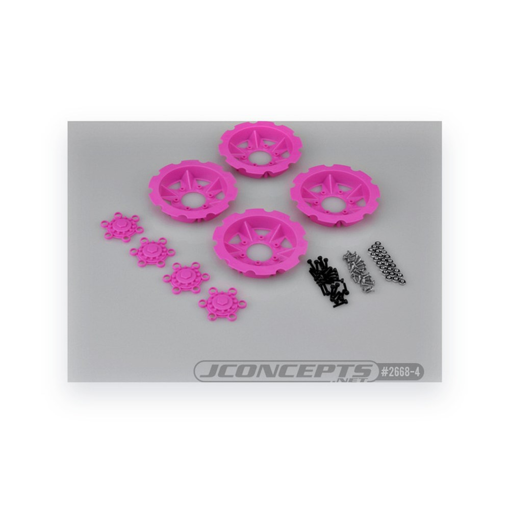 JConcepts Tracker Wheel Discs for Dragon Wheels, Pink, 4 pieces