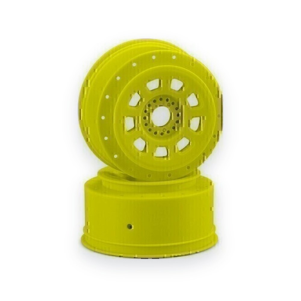 JConcepts 9-Shot 1/8th Buggy to Dirt Oval SCT Tire Wheel, 17mm Hex, Yellow