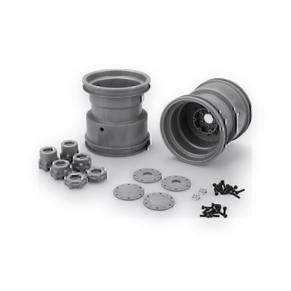 JConcepts Tribute 73's Monster Truck Wheel with Adaptors, 3.2 x 3.6, Gray