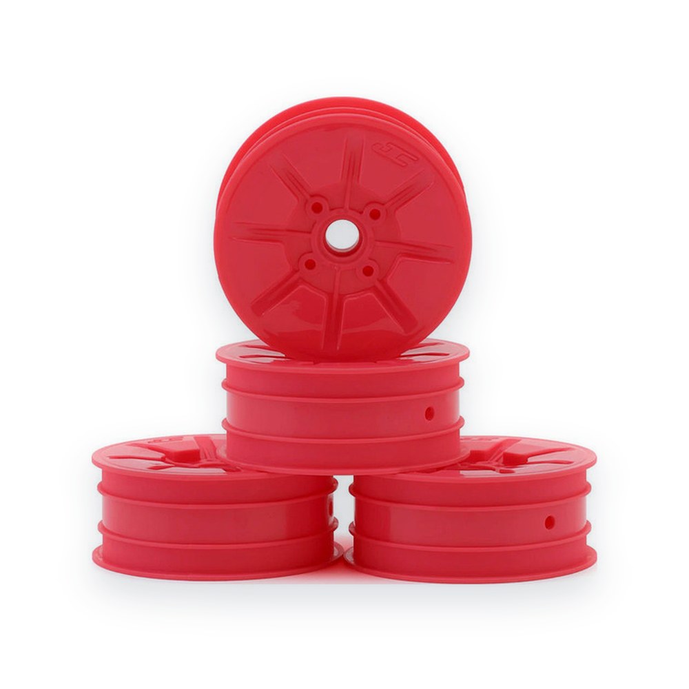JConcepts RC10 Pioneer 2.2 Front Wheels with Bearings, Pink, Pack of 4