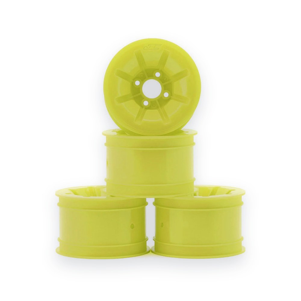 JConcepts RC10 Pioneer 2.2 Rear Wheels with Adapters, Yellow, Pack of 4