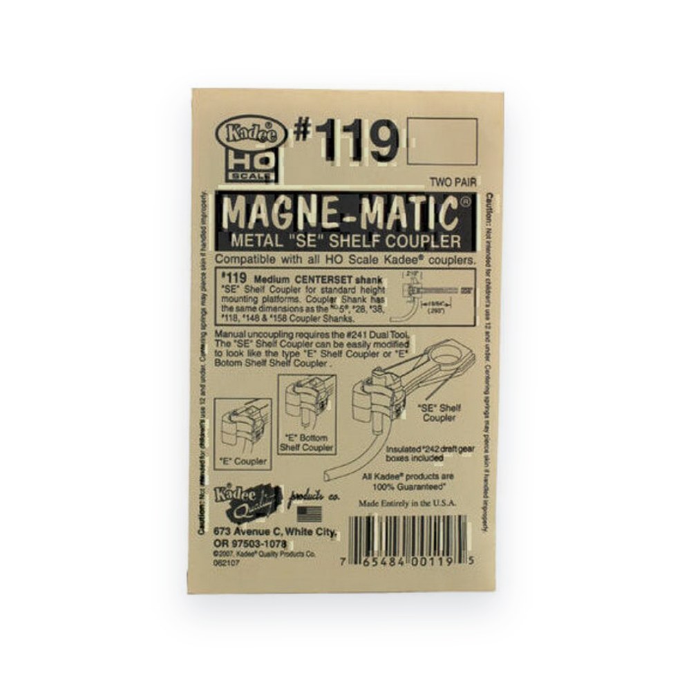 Kadee HO Whisker Shelf Coupler, 19/64 Center, 2 Pair