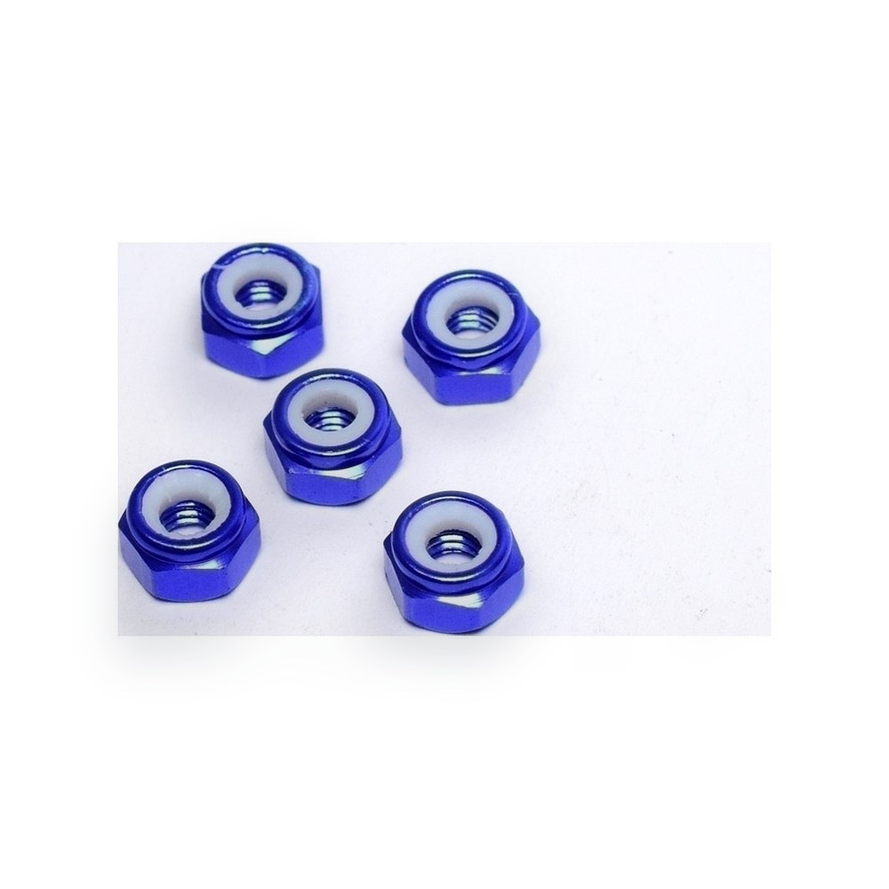 X-Spede M4 Locknuts, Aluminum with Nylon Inserts, Blue (5)