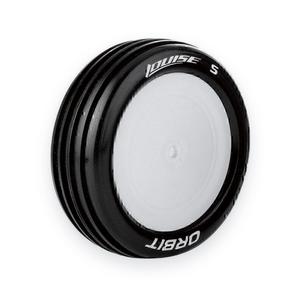 Louise RC E-Orbit 1/10 2WD Front Buggy Tire, Soft, Mounted on White Rim