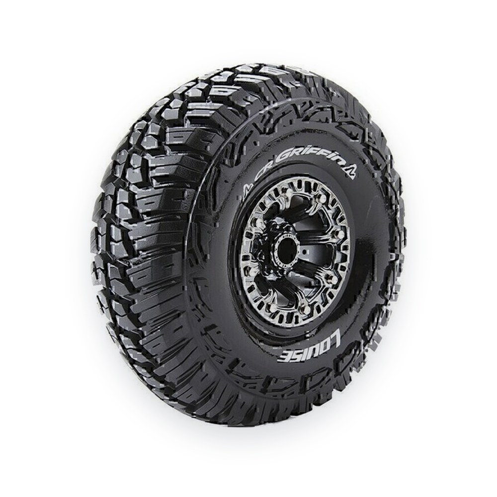 Louise RC Cr-Griffin 1:10 2.2 Crawler Tires, 12mm Hex, on Black Chrome Rim