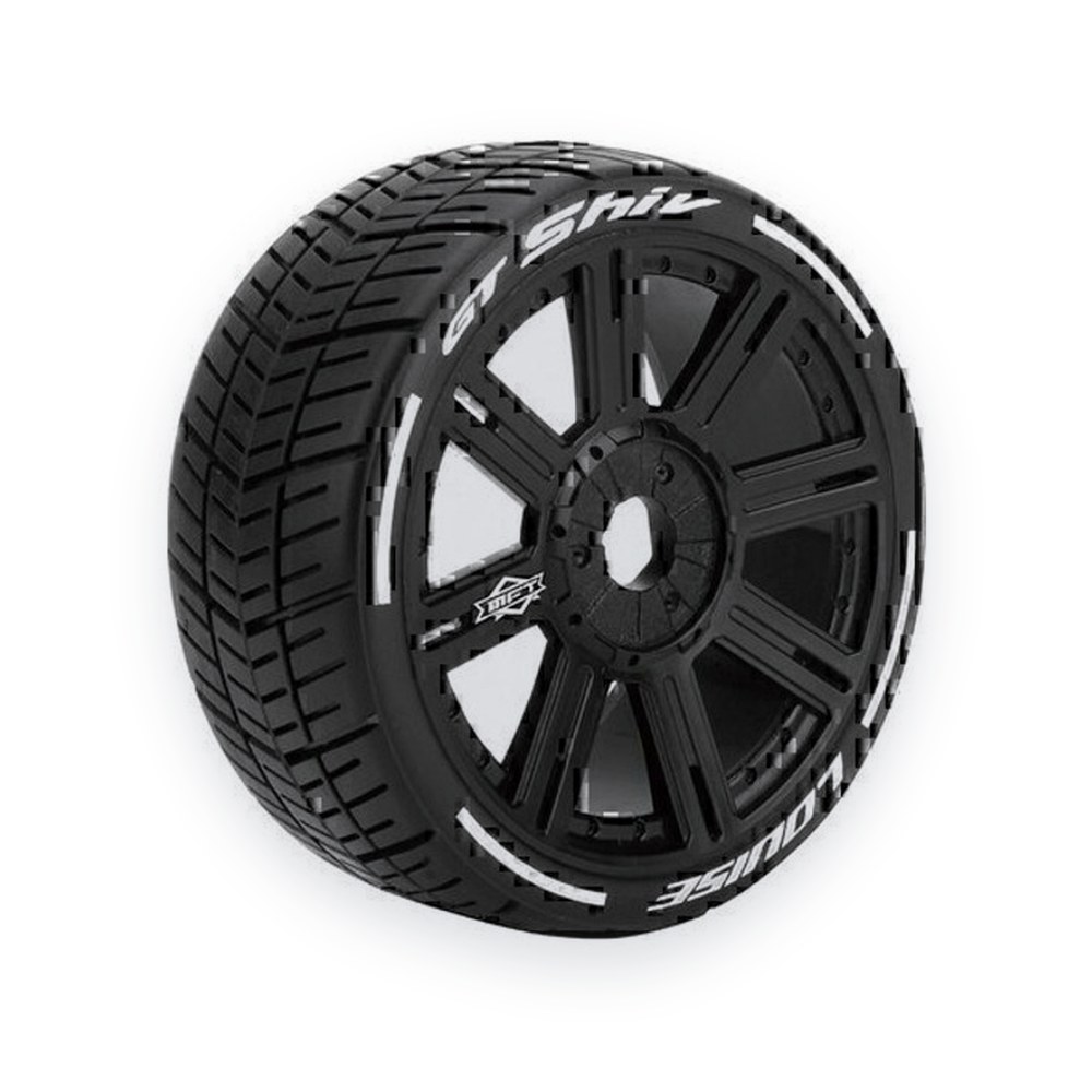 Louise RC Mft Gt-Shiv 1/8 Gt Tires, 17mm Hex, Soft, Mounted on Black Spoke (Pr)