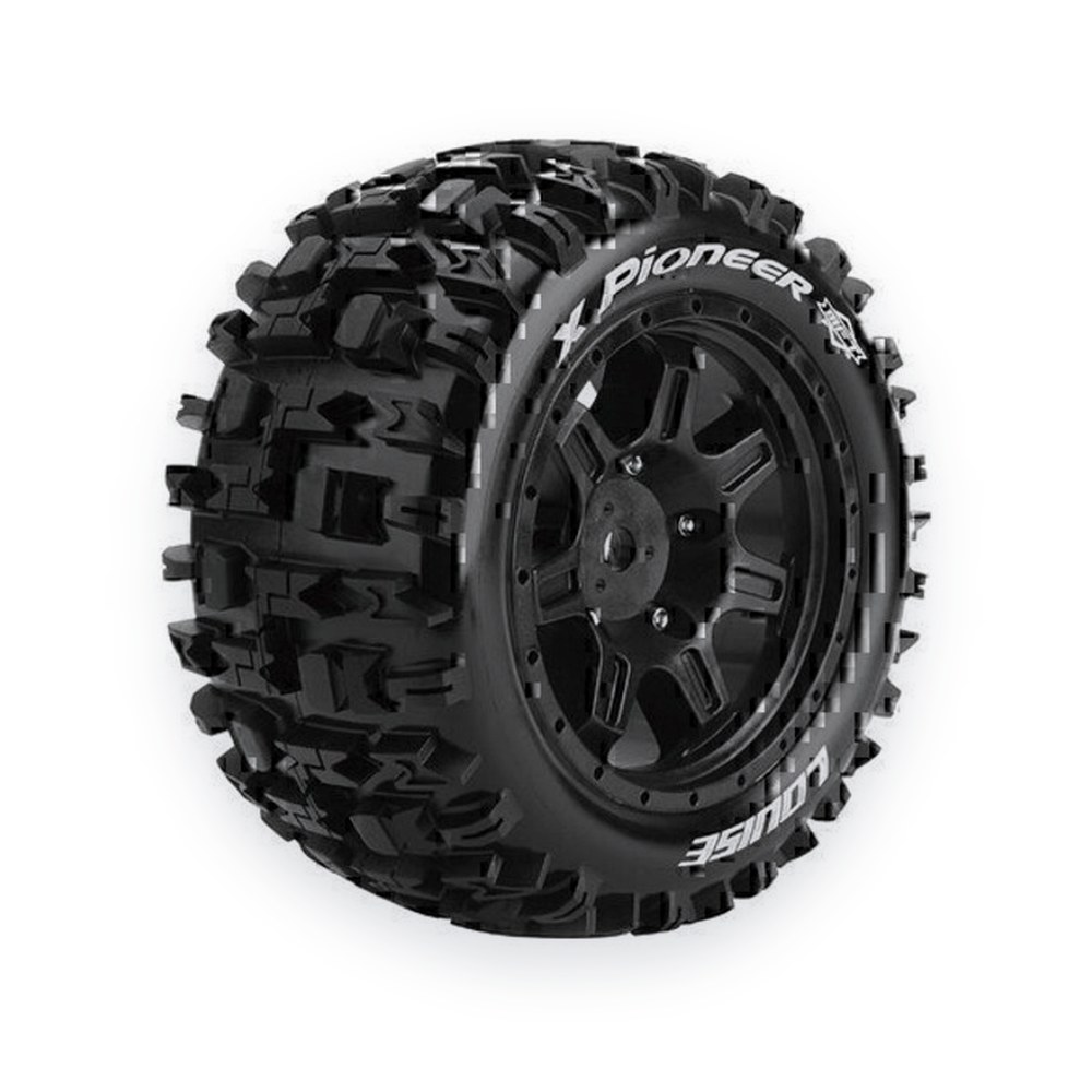Louise RC Mft X-Pioneer Sport Monster Truck Tires, 24mm Hex, Mounted on Black