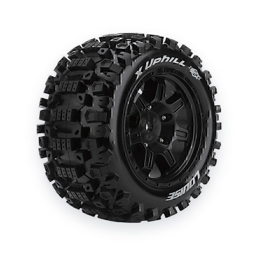 Louise RC Mft X-Uphill Sport Monster Truck Tires, 24mm Hex, Mounted on Black