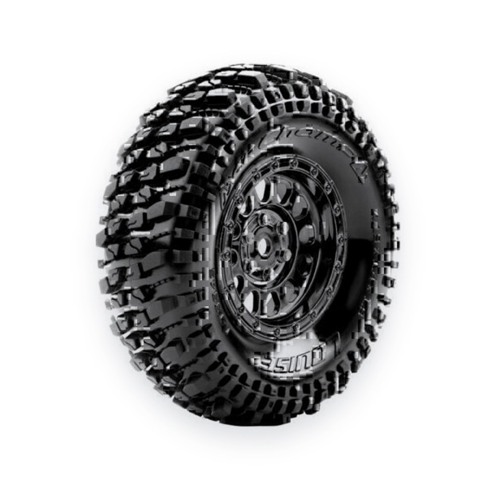 Louise RC 1:10 Cr-Champ 1.9 Class 1 Crawler Tires, 12mm Hex, On Black Chrome