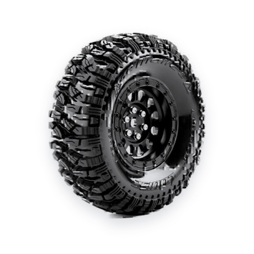 Louise RC 1:10 Cr-Mallet 1.9 Class 1 Crawler Tires, 12mm Hex, On Black Rim