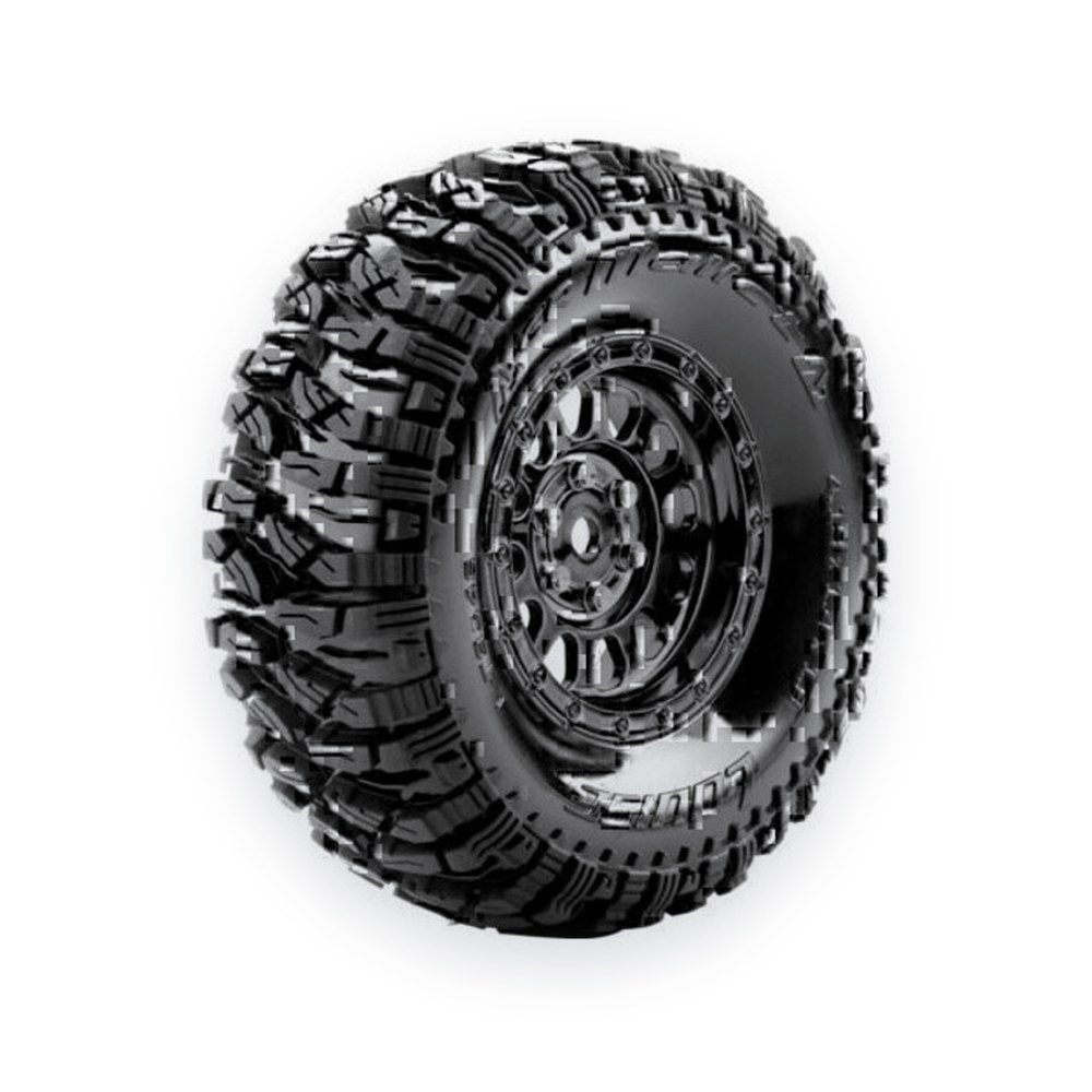 Louise RC 1:10 Cr-Mallet 1.9 Class 1 Crawler Tires, 12mm Hex, On Black Chrome