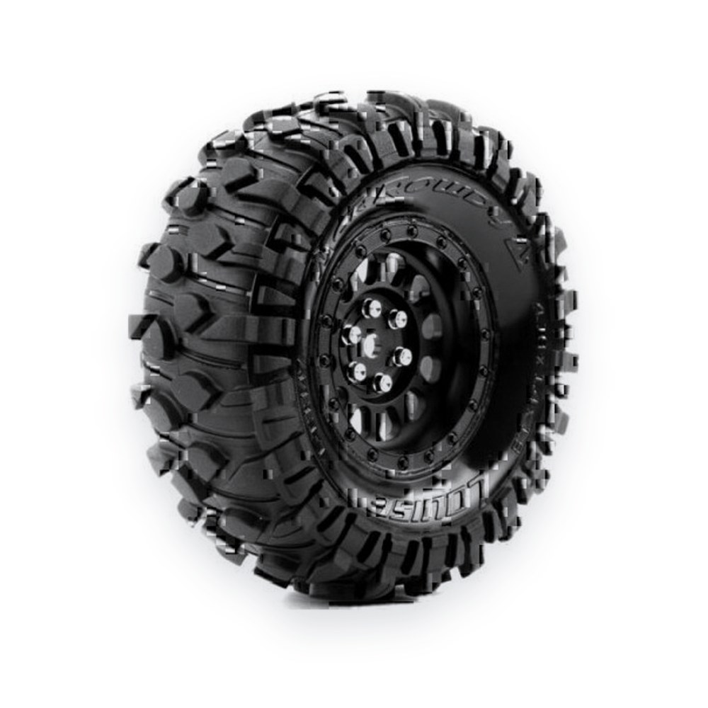 Louise RC 1:10 Cr-Rowdy 1.9 Class 1 Crawler Tires, 12mm Hex, On Black Rim